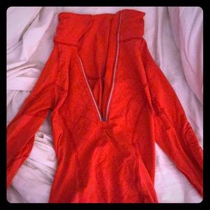 Red fleece lined lululemon zip up